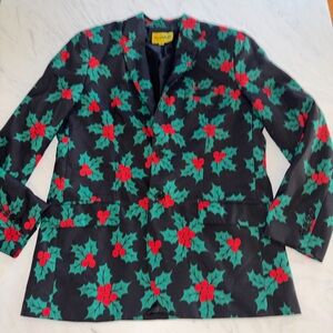 Tipsy elves red holly holiday suit blazer jacket xmas 40